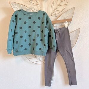 Zara Teal Polka Dot Crewneck + Leggings Matching Set